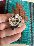 Handmade Onyx & Sterling Silver Adjustable Ring Signed Nizhoni