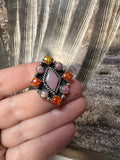 Handmade Fire Opal, Opal & Sterling Silver Adjustable Ring Signed Nizhoni