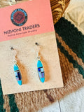 Navajo Sterling Silver & Multi Stone Inlay Dangle Earrings