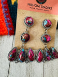 Navajo Sterling Silver & Pink Dream Mojave Dangle Earrings