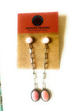 Navajo Sterling Silver & Queen Pink Conch Chain Dangle Earrings