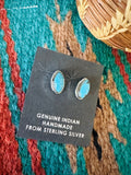 Navajo Turquoise and Sterling Silver Marquise  Stud Earrings