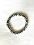 Vinita Cowboy Navajo Handmade 5mm-6mm Sterling Silver Beaded Stretch Bracelet