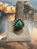 Beautiful Handmade Sonoran Turquoise And Sterling Silver Adjustable Single Stone Ring TRIANGLE