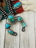 Navajo Sonoran Mountain Turquoise & Sterling Silver Squash Blossom Necklace Set