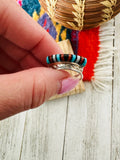 Zuni Sterling Silver & Multi Stone Inlay Band Ring Size 7