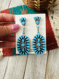 Zuni Sterling Silver & Turquoise Cluster Dangle Earrings