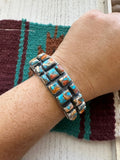 “Earth’s Treasures” Handmade Blue Mojave & Sterling Silver Adjustable Cuff Bracelet