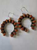 Handmade Orange Mojave & Sterling Silver Naja Style Dangle Earrings Signed Nizhoni