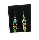 Navajo Turquoise, Quartz & Sterling Silver Dangle Earrings