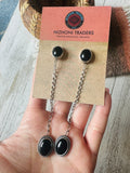 Navajo Sterling Silver & Black Onyx Dangle Earrings