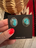 Navajo Kingman Turquoise & Sterling Silver Post Earrings