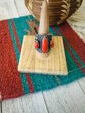 Navajo Sterling Silver and Coral Ring Size 10 by Hemerson Brown