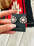 Navajo Sterling Silver & Queen Pink Conch Cluster Heart Earrings