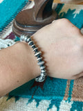 Vinita Cowboy Navajo Handmade 5mm-8mm Sterling Silver Beaded Stretch Bracelet