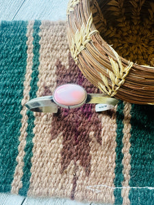 Navajo Queen Pink Conch Shell & Sterling Silver Cuff Bracelet