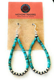 Navajo Turquoise & Sterling Silver Pearl Beaded Hoop Earrings