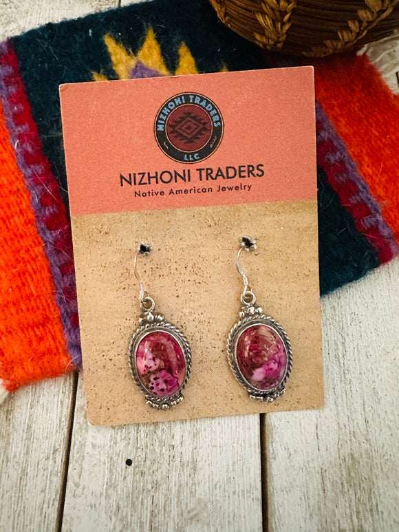 Navajo Pink Dream Mojave & Sterling Silver Dangle Post Earrings