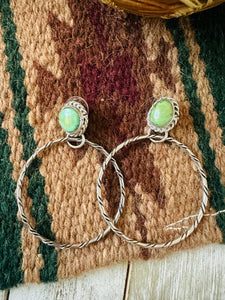 Navajo Turquoise & Sterling Silver Dangle Hoop Earrings