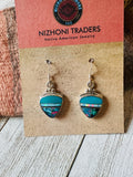 Navajo Sterling Silver & Multi Stone Inlay Dangle Earrings