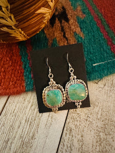 Navajo Turquoise & Sterling Silver Dangle Earrings by Ella Peter