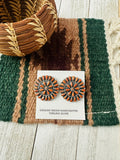 Zuni Sterling Silver & Spiny Oyster Needlepoint Post Earrings