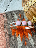 Navajo Queen Pink Conch Shell & Sterling Silver 3-Stone Cuff Bracelet