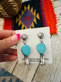 Navajo Turquoise & Sterling Silver Blossom Dangle Earrings by Jacqueline Silver