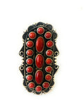 Navajo Sterling Silver and Coral Cluster Ring