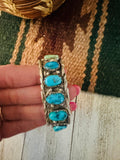 Old Pawn Navajo Sterling Silver & Kingman Turquoise Cuff Bracelet