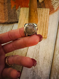 Navajo Agate & Sterling Silver Ring Size 8