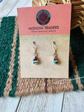 Navajo Sterling Silver & Multi Stone Teardrop Dangle Earrings