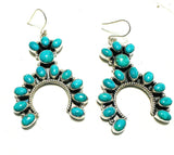 Handmade Turquoise & Sterling Silver Naja Style Dangle Earrings Signed Nizhoni