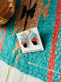 Zuni Sterling Silver & Multi Stone Butterfly Stud Earrings