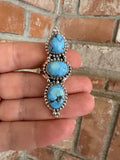 Nizhoni Handmade Golden Hills Turquoise & Sterling Silver 3 Stone Ring