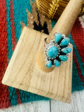 Handmade Turquoise And Sterling Silver Adjustable Cluster Crescent Ring