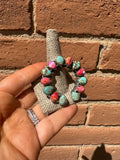 Beautiful Handmade Pink Dream Mojave, Number 8 Turquoise And Sterling Silver Adjustable Naja Ring