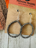 Navajo 3mm Sterling Silver Pearl Dangle Hoop Earrings