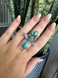 Handmade Turquoise Kachina Dancer And Sterling Silver Adjustable Ring