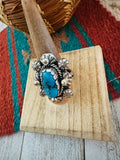 Navajo Sterling Silver & Kingman Turquoise Ring Size 11