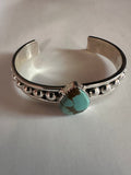 Handmade Number 8 Turquoise & Sterling Silver Single Stone Adjustable Cuff Bracelet