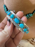 Navajo Turquoise & Sterling Silver Cuff Bracelet Signed B Shorty