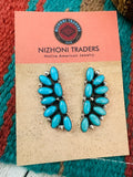 Navajo Sleeping Beauty Turquoise and Sterling Silver Cluster Earrings