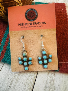 Navajo Sterling Silver & Turquoise Cactus Dangle Earrings