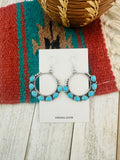 Navajo Sterling Silver & Turquoise Circle Dangle Earrings