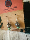 Navajo Turquoise & Sterling Silver Beaded Dangle Earrings