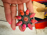 Navajo Pink Mojave  & Sterling Silver Cluster Adjustable Ring