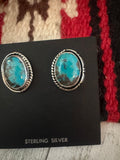 Navajo Kingman Turquoise & Sterling Silver Post Earrings