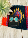 Navajo Morenci Turquoise and Sterling Silver Post Earrings by Wydell Billie