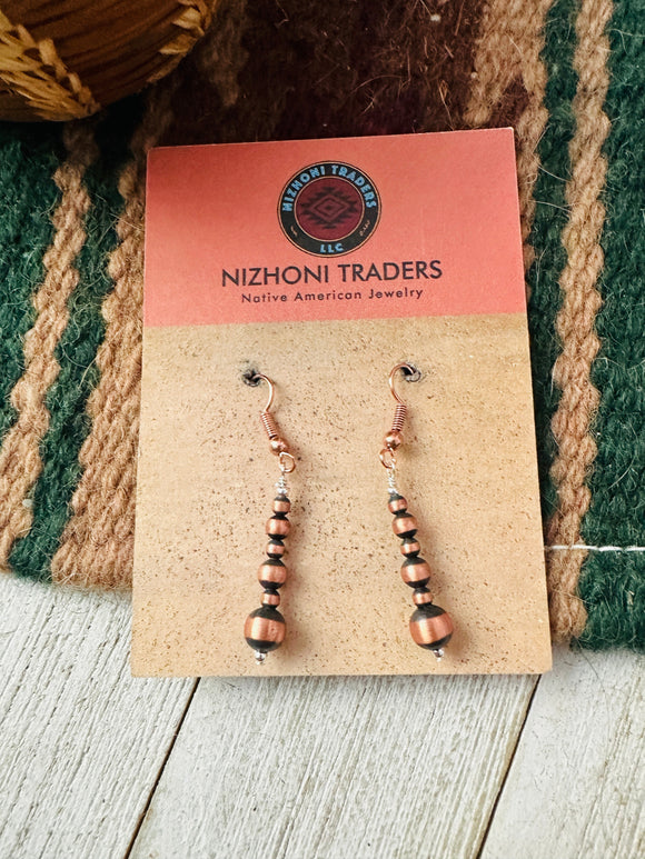 Navajo Copper Beaded Dangle Earrings